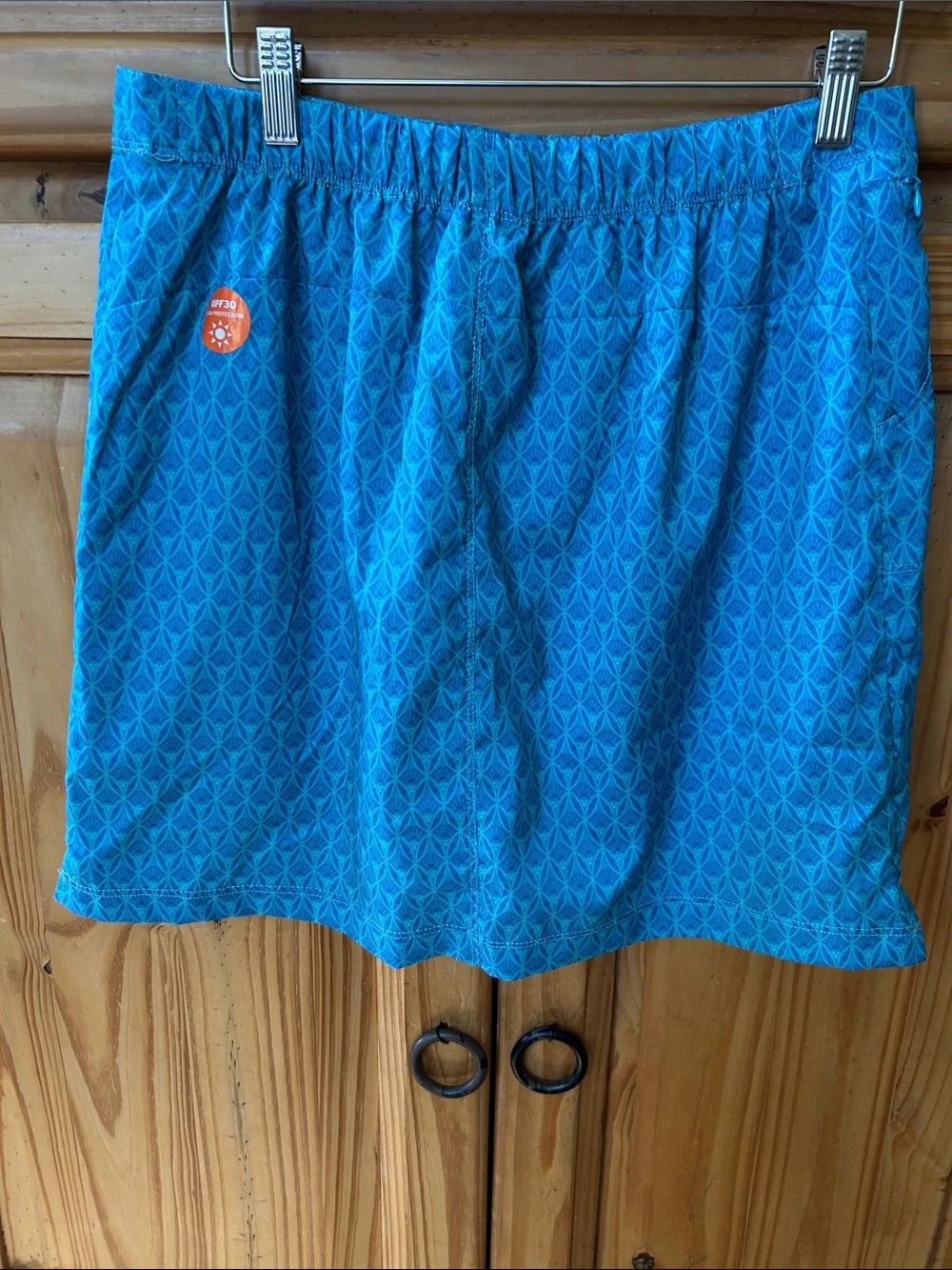 North River Skort Blue Geometric Print Skirt with Shorts SPF‎ Pockets NWT